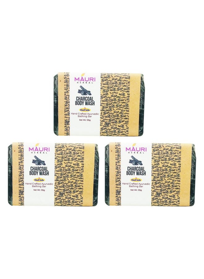 Khadi Mauri Herbal Charcoal Soap, 125 Gm (Pack Of 3) 