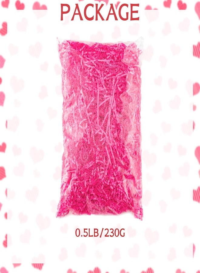Gloreyan 1/2LB Crinkle Cut Paper Shred, Pink Raffia Paper Sherd Filler Grass for Valentine's Day Easter Gift Wrapping Basket Filling Birthdays Weddings Party Supply - Image 2