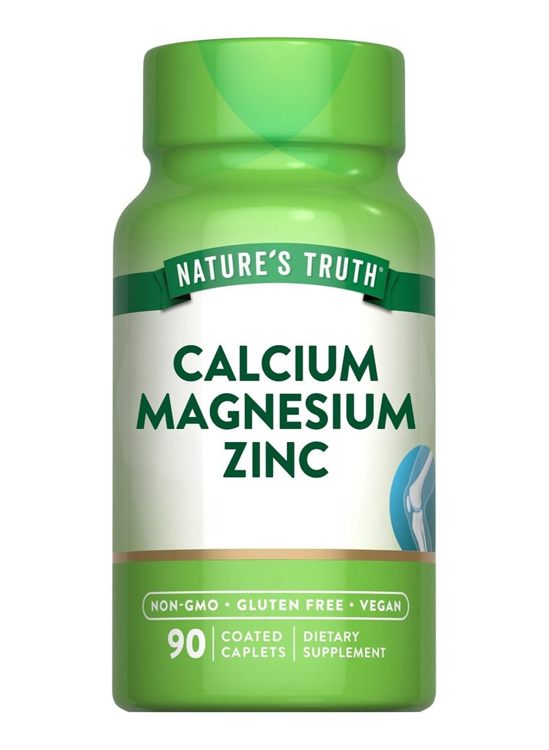 نايتشورز تروث مكمل غذائي من ناتشرز تروث، كالسيوم ومغنيسيوم وزنك | 90 كبسولة | خالٍ من الكائنات المعدلة وراثيًا والغلوتين