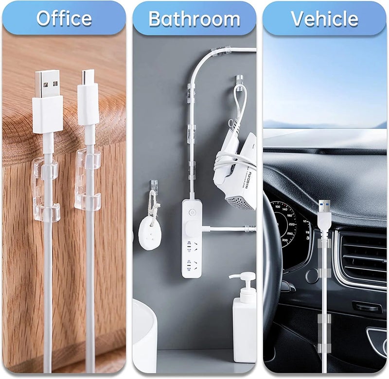 IMOX IMOX Cable Organizer Clips Transparent Strong Self Adhesive 2020 Pcs ABS Material Cord Hook with 3M VHB Foam Wire Organizer Cable Management Clip for Desk Wall Car LED Lights  - Image 2