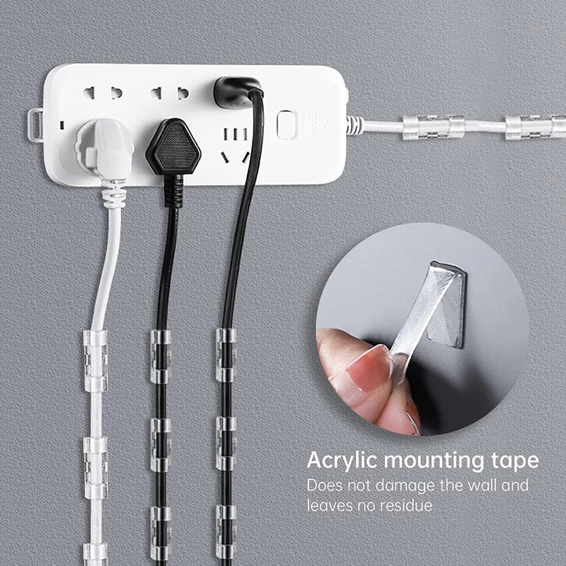 IMOX IMOX Cable Organizer Clips Transparent Strong Self Adhesive 2020 Pcs ABS Material Cord Hook with 3M VHB Foam Wire Organizer Cable Management Clip for Desk Wall Car LED Lights  - Image 3