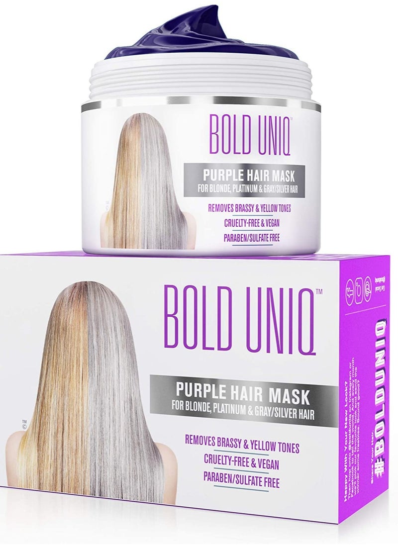 BOLD UNIQ - BOLD UNIQ Purple Hair Mask For Blonde, Platinum, Bleached, Silver, Gray, Ash & Brassy Hair & BoldPlex 6 Hair Serum - Remove Yellow Tones and Condition Dry, Damaged Hair, Cruelty Free and Vegan - Image 1