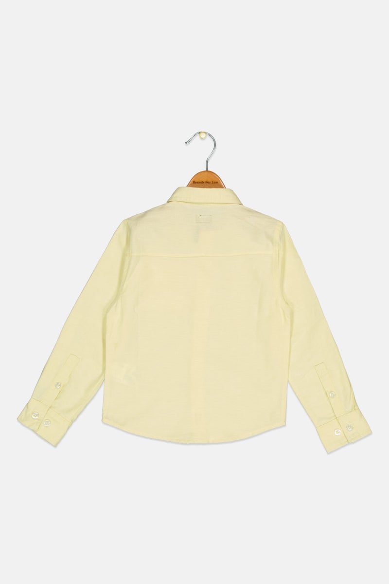 DKNY Toddlers Boy Regular Fit Solid Long Sleeves Casual Shirt, Acid Yellow  - Image 2