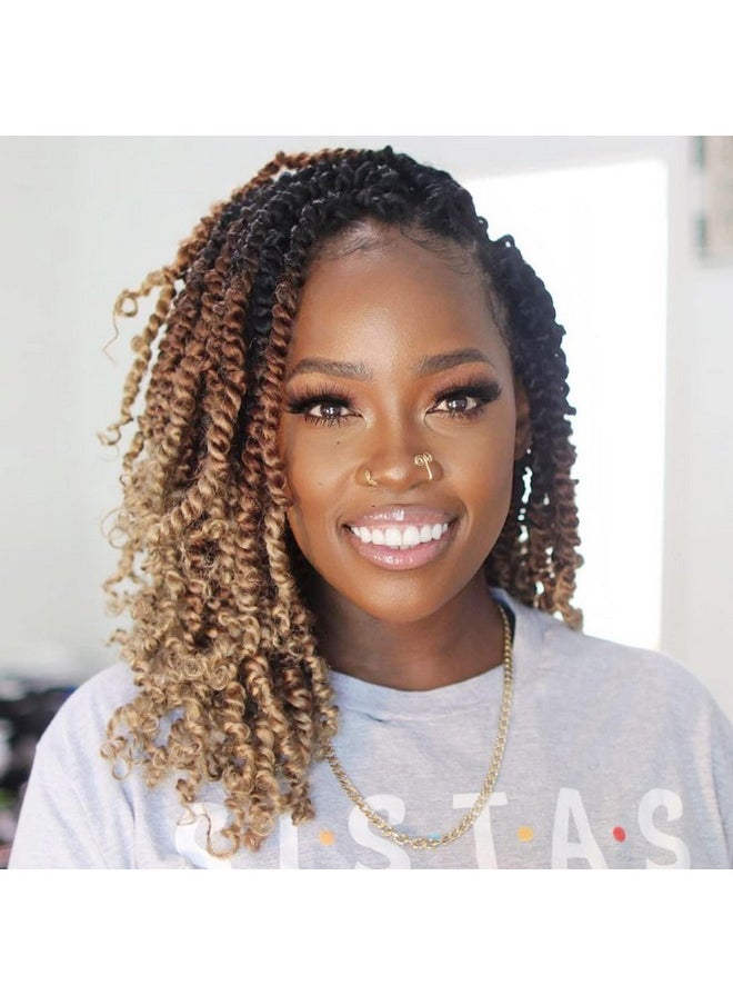 ToyoTress - Oyotress Tiana Passion Twist Hair 10 Inch 8 Packs Pretwisted Crochet Braids Ombre Brown Blonde Short Bob Prelooped Synthetic Braiding Hair Extensions (10 Inch Ot30/278P) - Image 1