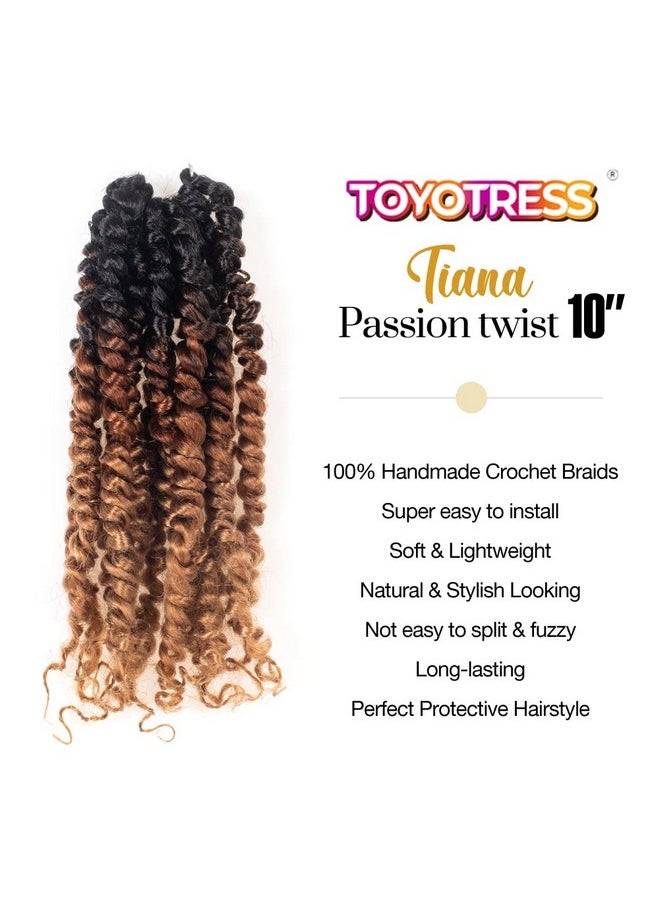 ToyoTress - Oyotress Tiana Passion Twist Hair 10 Inch 8 Packs Pretwisted Crochet Braids Ombre Brown Blonde Short Bob Prelooped Synthetic Braiding Hair Extensions (10 Inch Ot30/278P) - Image 1