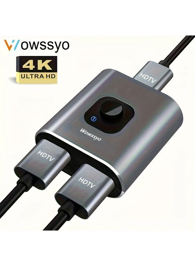 Aluminum Alloy HDTV Bidirectional Connector 2in 1 Out Manual Switcher Hub 4k 60Hz - Image 1