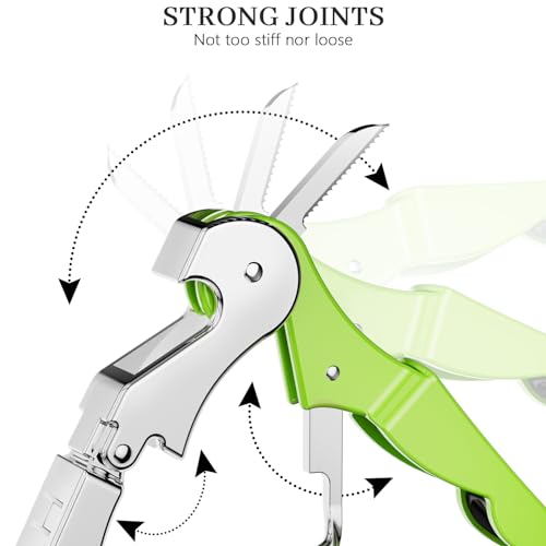 HYZ 2-Pack Wine Opener Waiter Corkscrew, Professional Wine Key for Servers, Bartender with Foil Cutter, Manual Wine Bottle Opener Double Hinged (Cyan) - Image 4