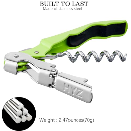 HYZ 2-Pack Wine Opener Waiter Corkscrew, Professional Wine Key for Servers, Bartender with Foil Cutter, Manual Wine Bottle Opener Double Hinged (Cyan) - Image 3