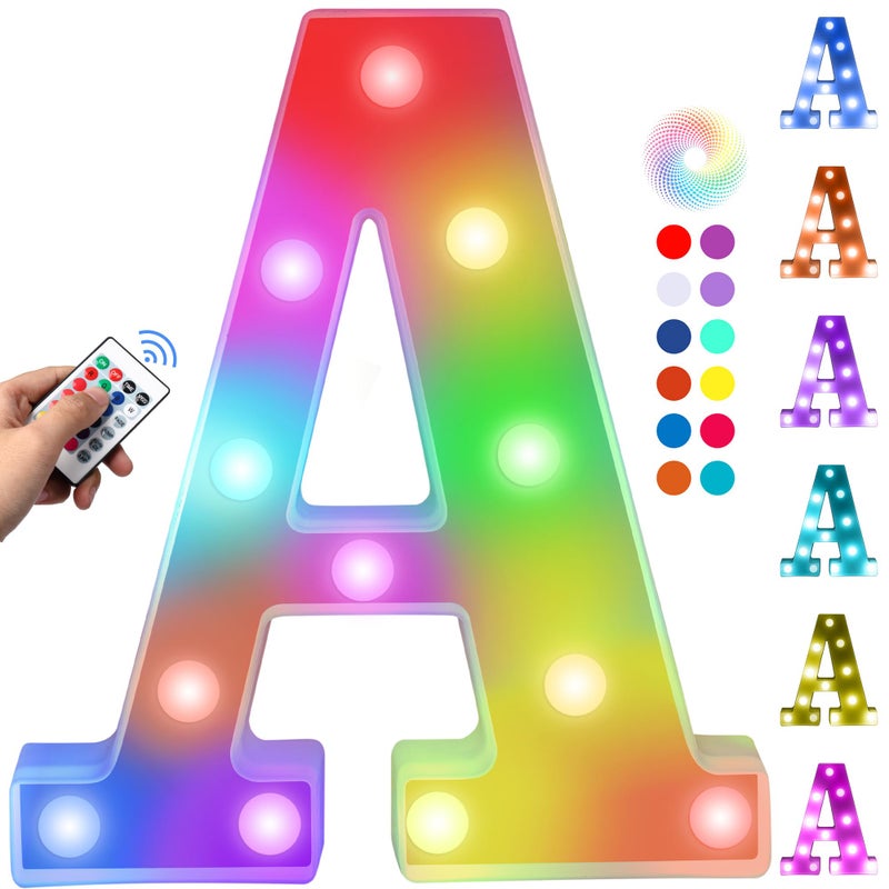 Foaky Foaky Upgraded Light Up LettersColorful Marquee Light Up Letter with RemoteMarquee Letters for Girl Gifts Teen Girl Gifts Trendy StuffBirthday Party Decoration A