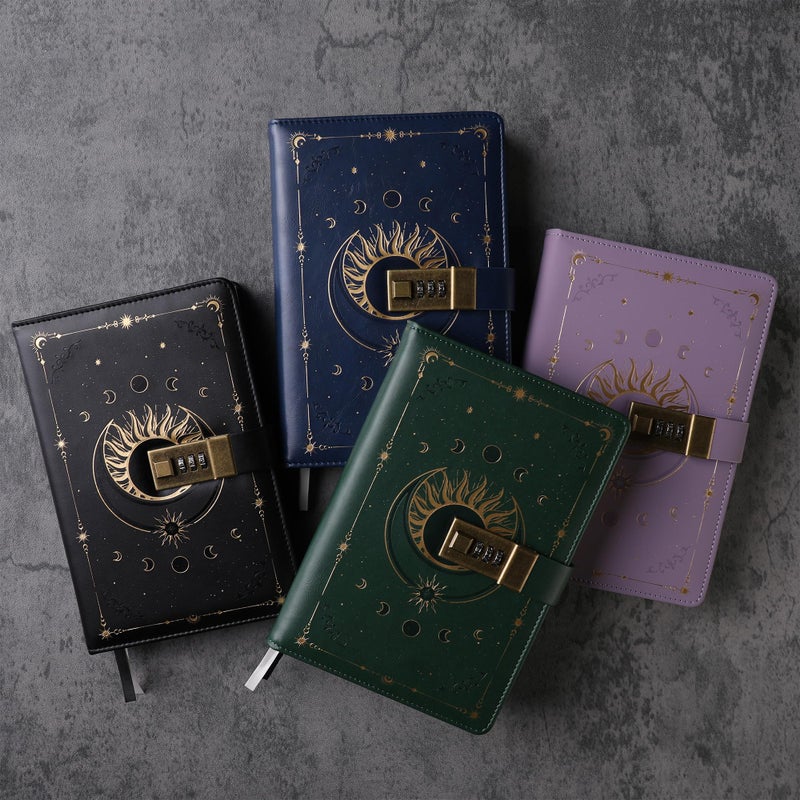 TIEFOSSI Diary with Lock, Vintage Sun Journal with Lock for Women Men, A5 Refillable Locked Notebook for Writing, 224 Numbered Pages - Image 5