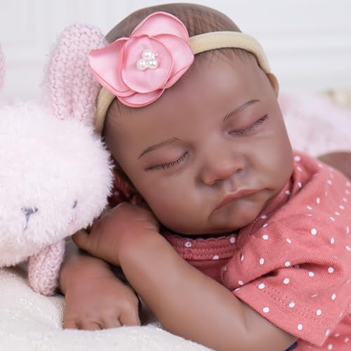 Milidool Reborn Baby Doll Black Girl 18Inch Realistic Lifelike African American Newborn Handmade Doll with Real Life Soft Weighted Body and Accessories Gift for Kids Ages 3 and Up - Image 5