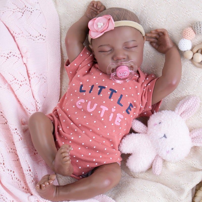 Milidool Reborn Baby Doll Black Girl 18Inch Realistic Lifelike African American Newborn Handmade Doll with Real Life Soft Weighted Body and Accessories Gift for Kids Ages 3 and Up - Image 3