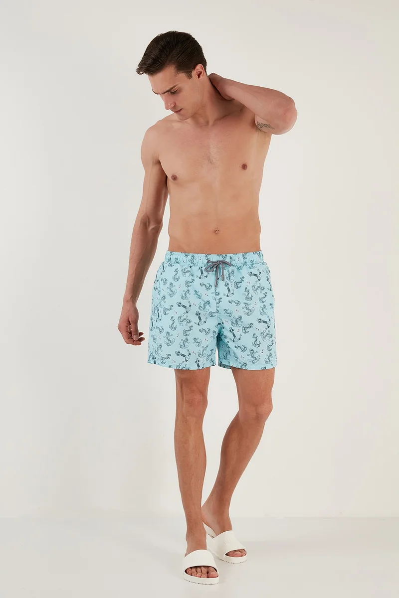 Buratti Patterned Swim Shorts with Waistband Pocket Swimsuit Short Men's Swimsuit Short 380M477