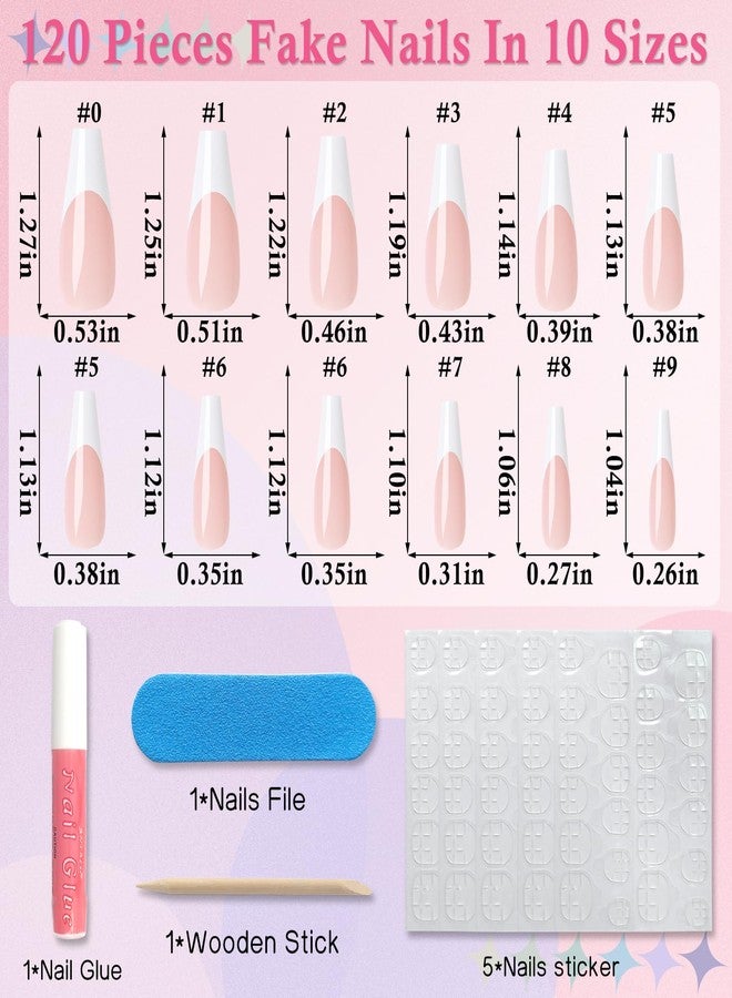 LuckForever 120pc French Tips Press on Nails Long Coffin, Black White Tips Long Press on Nails French Coffin Fake Nail Full Cover Glue on Nails Press ons Acrylic Nail Fingernail & Adhesive Tabs - Image 2