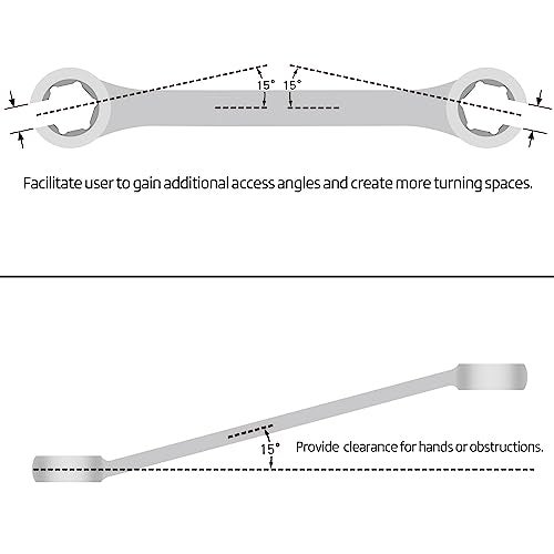 EFFICERE 3-Piece Premium Double-End SAE Flare Nut Wrench Set, Size 3/8”, 7/16”, 1/2”, 9/16”, 5/8”, 11/16” | Cr-V Steel, 6-Point Head, 15° Offset | Perfect Line Wrench for Fuel, Brake, Air Conditioning and More - Image 5