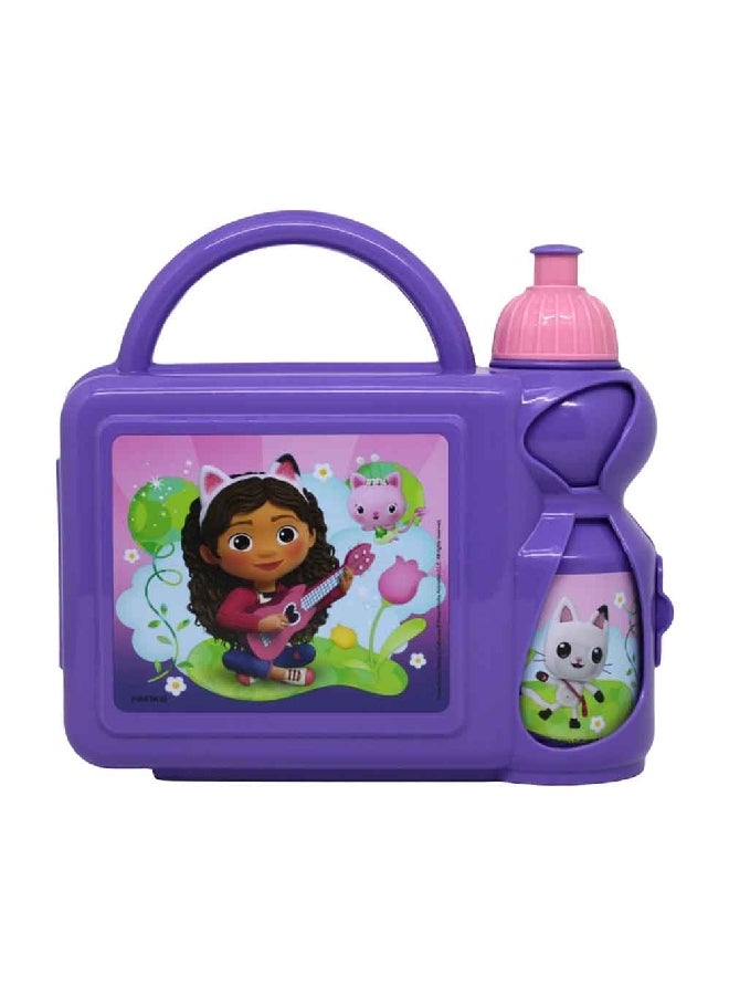 Gabby's Dollhouse High Quality Lunch Box and Water Bottle Combo Set Violet 30.48 x 19.5 x 20.9 cm 112-09-025 - Image 1
