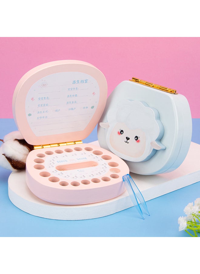 Generic - Wooden Baby's Deciduous Teeth Commemorative Box Children's Teeth Collection Storage Box For Boys And Girls-Color:Pink-Zodiac Monkey - Image 1