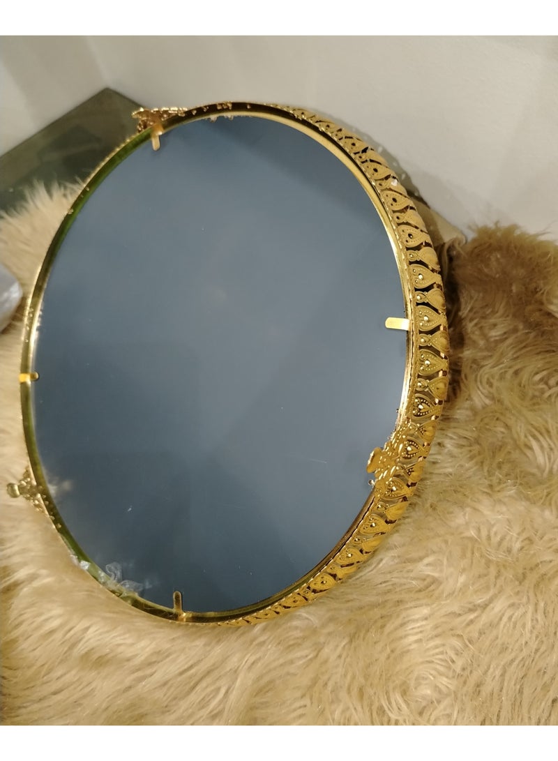 صنيه مرايا ذهبي مستديره مزخرفه - Image 4