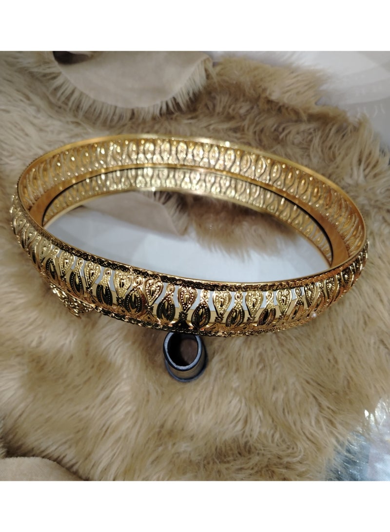 صنيه مرايا ذهبي مستديره مزخرفه - Image 2