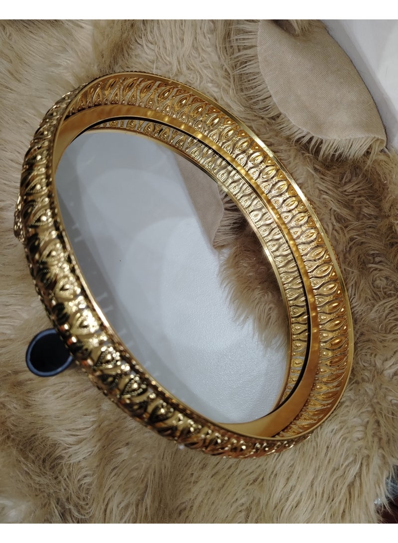 صنيه مرايا ذهبي مستديره مزخرفه - Image 3