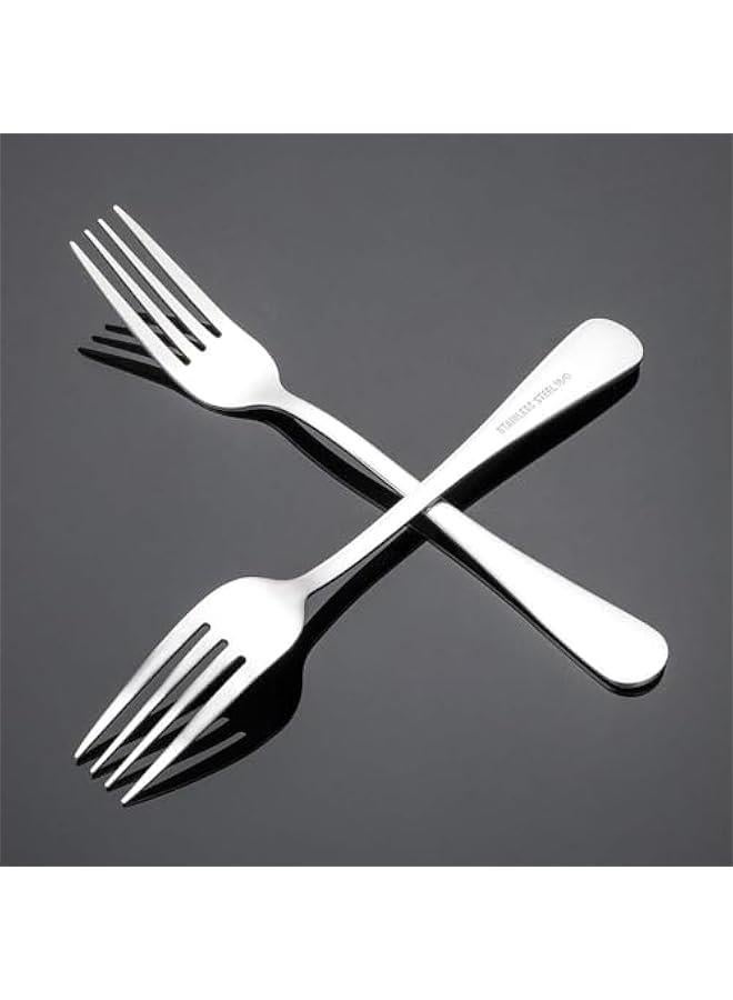 تراسل شوك فضية من تراسل، شوك عشاء 8 انش، مجموعة شوك من 12 شوكة فاخرة من الستانلس ستيل الامن غذائيا للمنزل والمطبخ والحفلات والمطعم، مصقولة عاكسة - Image 2