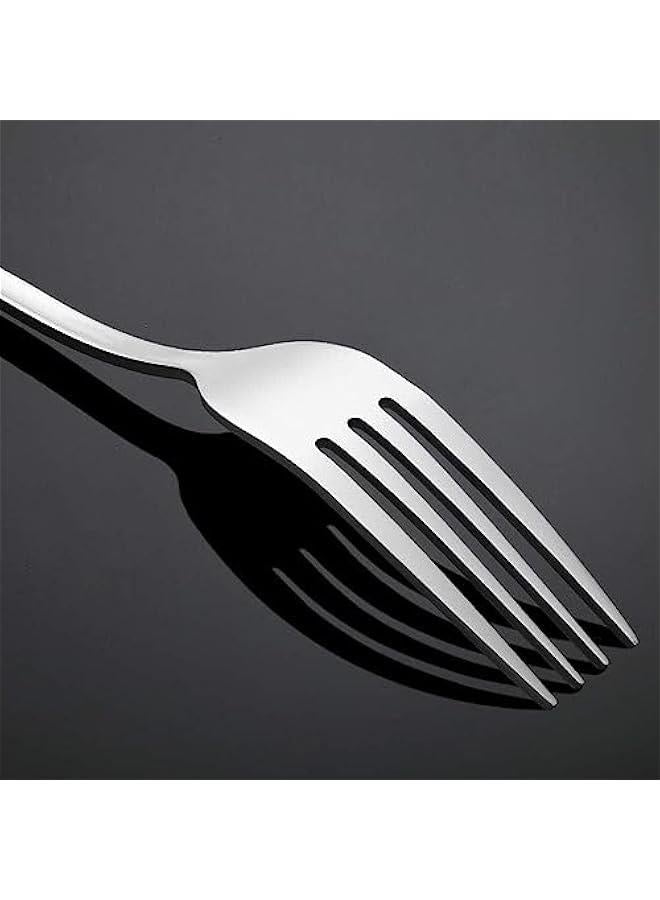 تراسل شوك فضية من تراسل، شوك عشاء 8 انش، مجموعة شوك من 12 شوكة فاخرة من الستانلس ستيل الامن غذائيا للمنزل والمطبخ والحفلات والمطعم، مصقولة عاكسة - Image 3