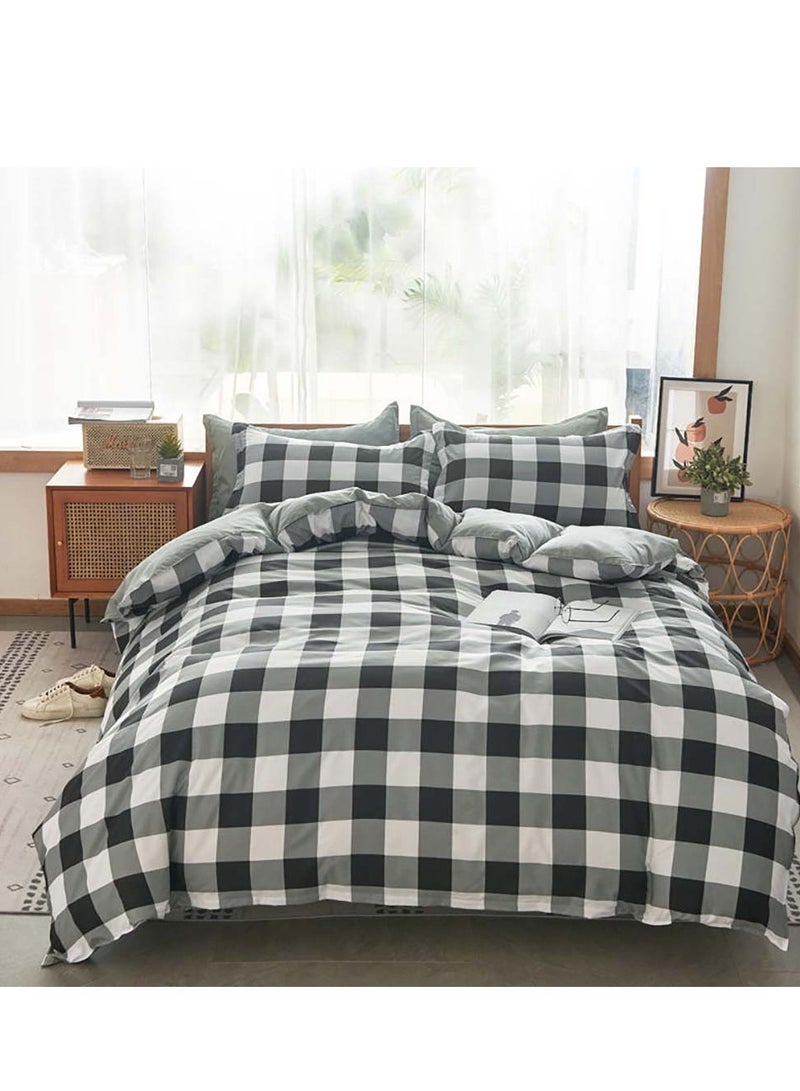 Sharpdo 4 Pieces Bed Sheet Set Luxury Cotton Microfiber Soft Quilt Set with 1 Comforter/Quilt Cover, 1 Flat Sheet and 2 Pillowcases Single 2m(200*230cm) Bed - Image 1