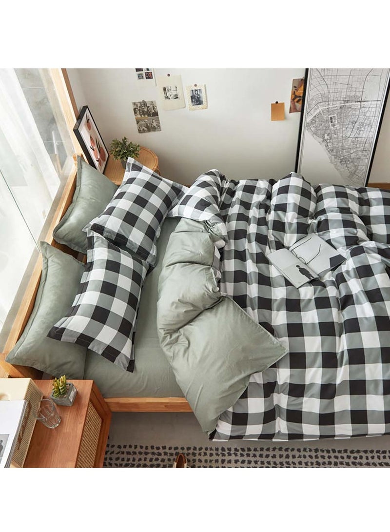 Sharpdo 4 Pieces Bed Sheet Set Luxury Cotton Microfiber Soft Quilt Set with 1 Comforter/Quilt Cover, 1 Flat Sheet and 2 Pillowcases Single 2m(200*230cm) Bed - Image 3