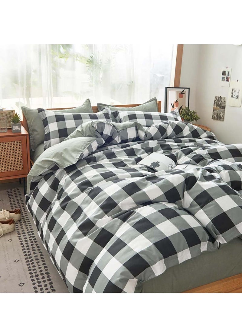 Sharpdo 4 Pieces Bed Sheet Set Luxury Cotton Microfiber Soft Quilt Set with 1 Comforter/Quilt Cover, 1 Flat Sheet and 2 Pillowcases Single 2m(200*230cm) Bed - Image 4