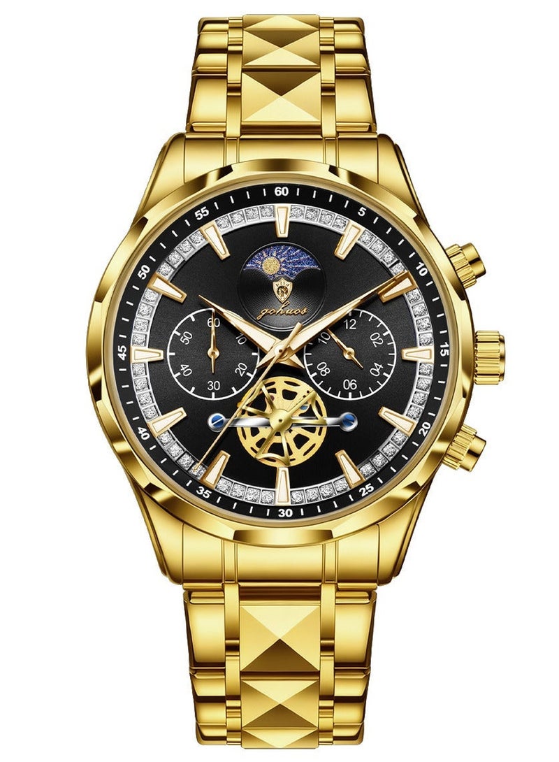 GOHUOS Watches for Men, Top Brand Luxury Stainless Steel Band Waterproof Luminous Chronograph Analog Classic Quartz Wrist Watch - 43mm - Father or Boyfriend Gift - Image 5