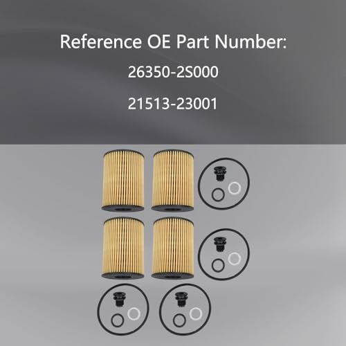 QFISH Pack of 4 Oil Filters Replace 26350-2S000 21513-23001 for Hyundai Santa Cruz Fe Sonata Tucson Kia Sorento 2.5L 2020 2021 2022 - Image 2