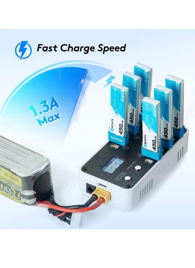 Generic - LiPo Charger Fast Charge 1S LiPo Battery Storage Charger and Discharger Tiny Charger BTPH Charger and Discharger with LCD Display PH2.0 and BT2.0 Connectors White Color  for Drone - Image 1