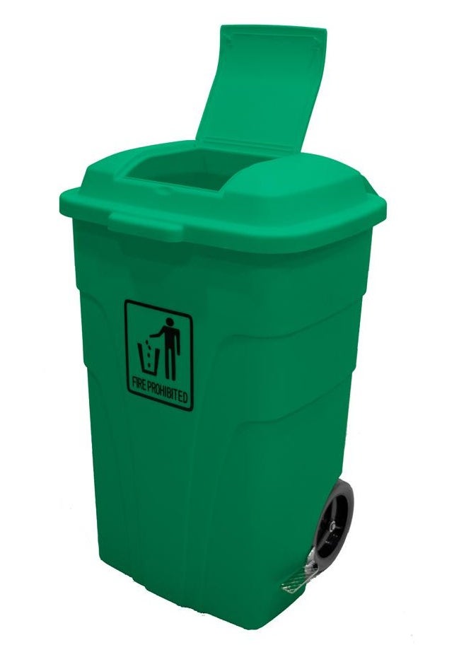 Outdoor Trash & Garbage Bin | Functional Waste Bin | Durable Plastic Finish | Rubber-Wheeled & Mobile | Suitable For Outdoor Areas, Villas, Malls, Restaurants, & More | 240 Liters | Green 