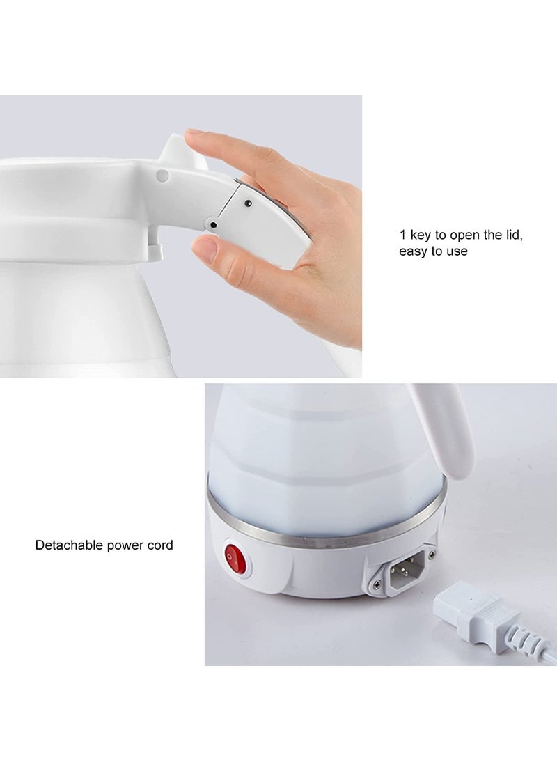 ELTRAZONE غلاية كهربائية قابلة للطي محمولة بسعة 600 مل، غلاية سيليكون آمنة للطعام مع سلك طاقة قابل للفصل، حاوية مياه صغيرة قابلة للطي للمنزل والمطبخ والخارج (أبيض) - Image 5