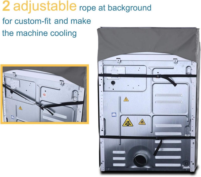 AKEfit Washing Machine Cover, Zipper Design,Fit for Outside Top or Front Load Washer/Dryer Waterproof Dustproof Sunproof W29”D28”H43” Hot & cold climate compatible - Image 4