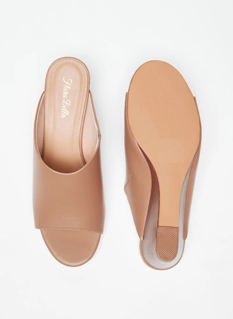فلورا بيلا Solid Slip On Sandals with Wedge Heels