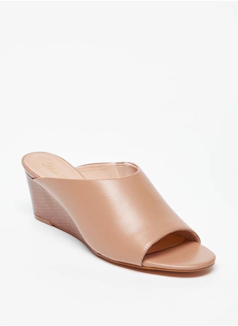 فلورا بيلا Solid Slip On Sandals with Wedge Heels