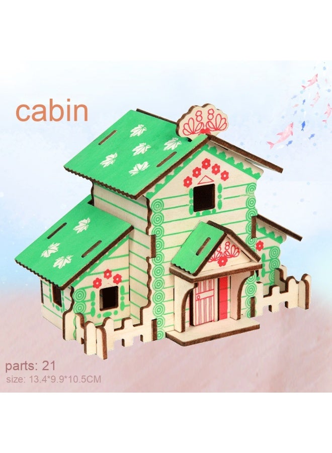 Children's Wooden 3D Puzzle Assembly Model Toy