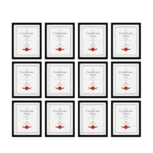 CDM Set of 12 A4 Size Certificate Photo Frames | Wall Mountable Black Frame for Awards, Diplomas, Pictures | Lightweight & Durable | 21x29.7 cm - Image 1
