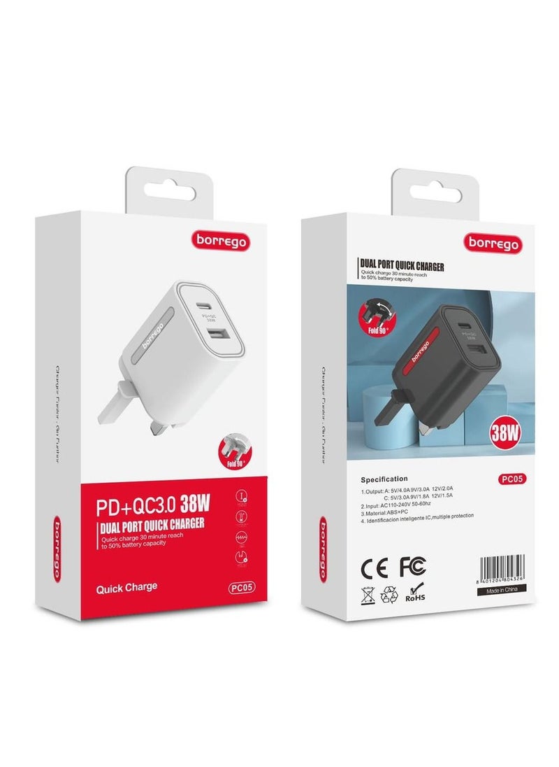 borrego PC05 Borrego Dual USB Port Super Fast Charging Charger  - Image 2