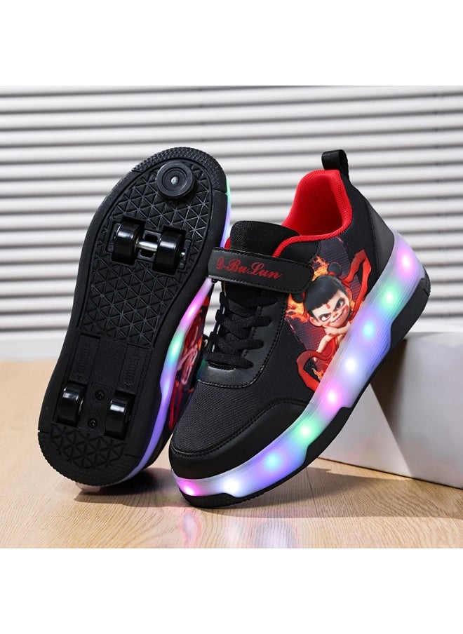 NIBEMINENT Kids Roller Skates Shoes 4 Wheels Roller Shoes Boys Girls Wheel Shoes Roller Sneakers Shoes for Beginner More Balanced  - Image 2