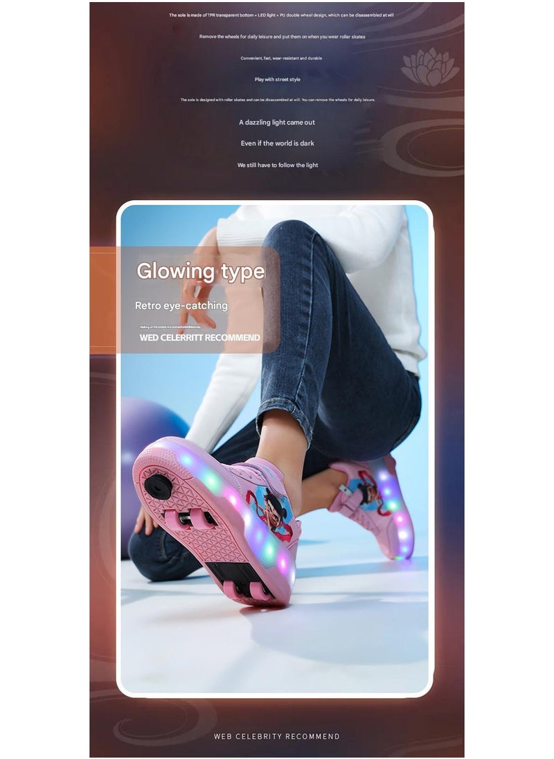 NIBEMINENT Kids Roller Skates Shoes 4 Wheels Roller Shoes Boys Girls Wheel Shoes Roller Sneakers Shoes for Beginner More Balanced  - Image 3