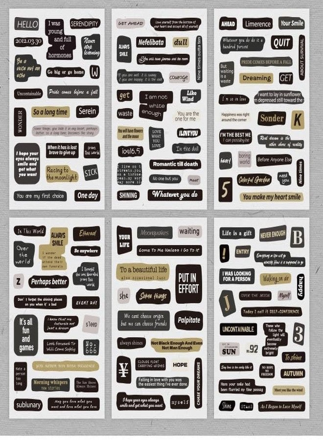SAMVARDHAN Vintage Quote Scrapbook Stickers Set – 36 Sheets Aesthetic Typography Word Stickers for Journaling, Scrapbooking, Planner Decoration & DIY Crafts, Pack of 6 - Image 2