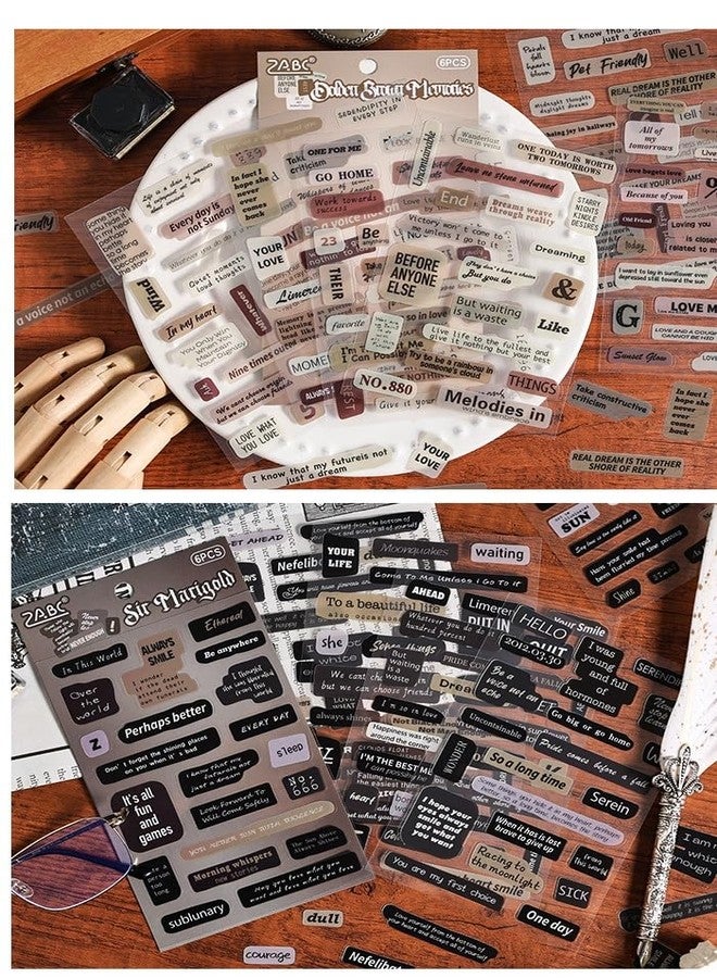 SAMVARDHAN Vintage Quote Scrapbook Stickers Set – 36 Sheets Aesthetic Typography Word Stickers for Journaling, Scrapbooking, Planner Decoration & DIY Crafts, Pack of 6 - Image 3