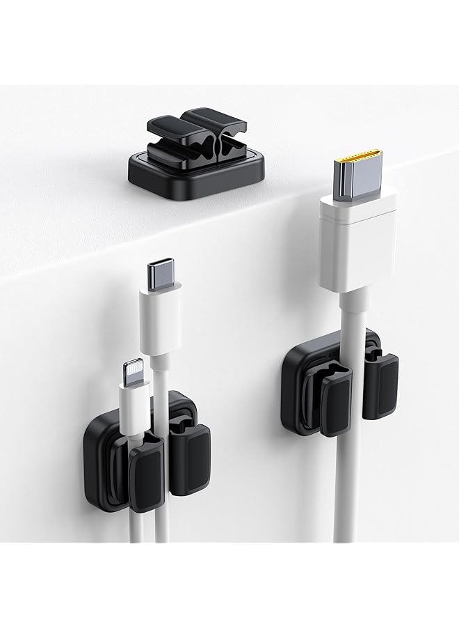 erorex 3 In 1 Spring Cable Holder Clips 3 Pack Hold 9 Cables Adjustable Wire Holder Organiser No Residue Adhesive Cord Management For Usb Charger Cable Power Cords Wall Desk Car Office - Image 1