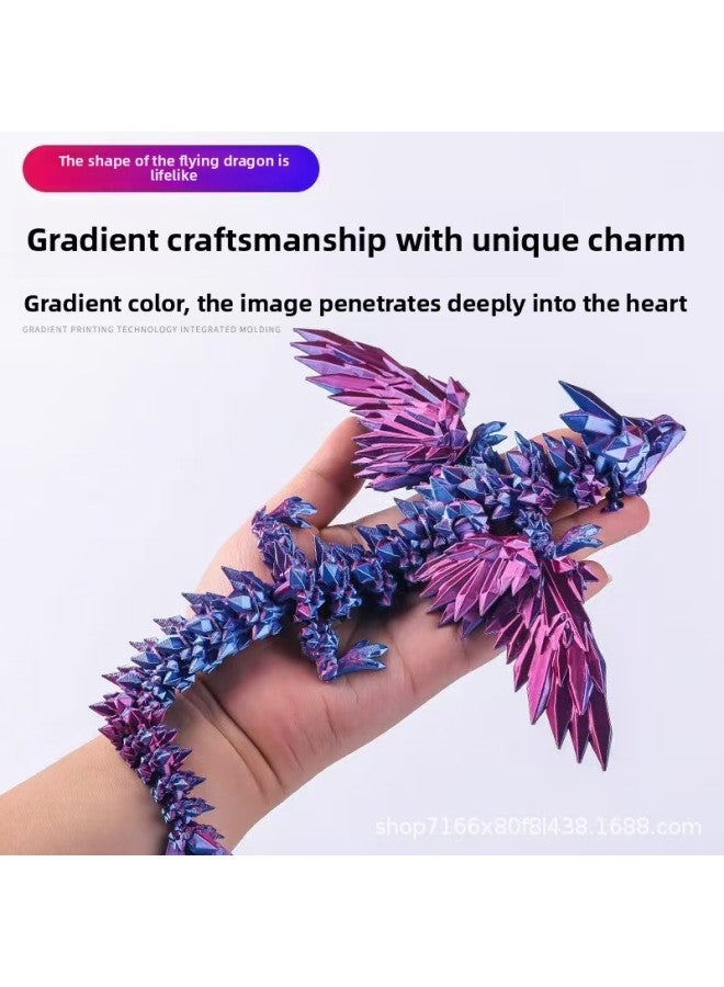 3d Printing Chinese Dragon Model Crystal Dragon Toy Flying Dragon Ornaments Joint Dragon Body Movable Stall Toy-Colour:[laser Purple] Dragon + Dragon Egg-Size:22cm Flying Dragon + 13cm Dragon Egg - Image 4