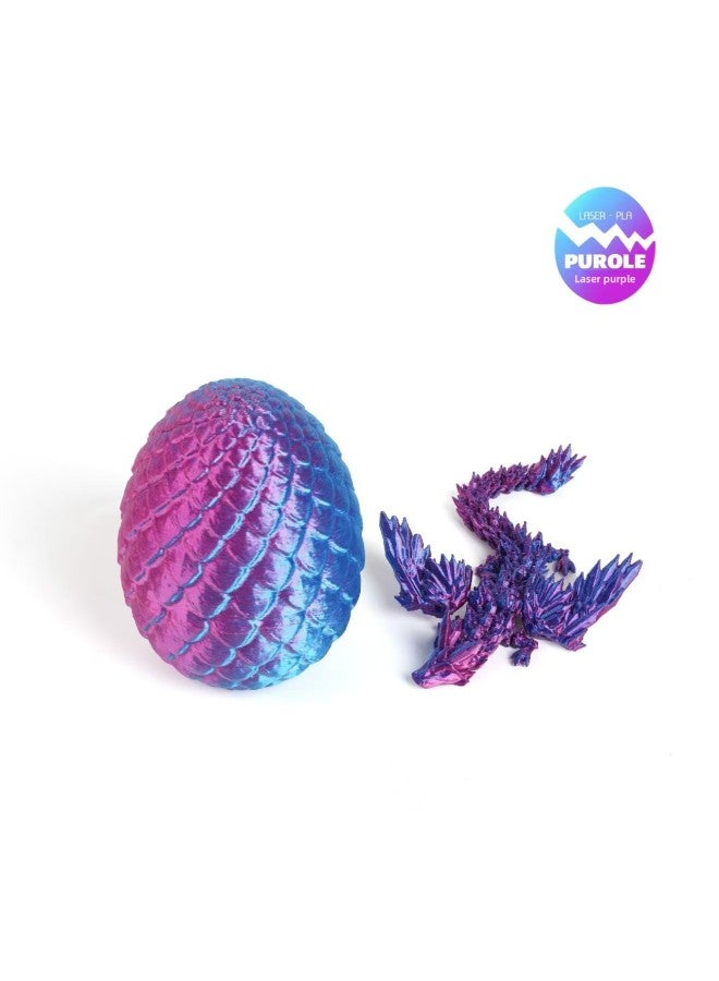 3d Printing Chinese Dragon Model Crystal Dragon Toy Flying Dragon Ornaments Joint Dragon Body Movable Stall Toy-Colour:[laser Purple] Dragon + Dragon Egg-Size:22cm Flying Dragon + 13cm Dragon Egg - Image 1