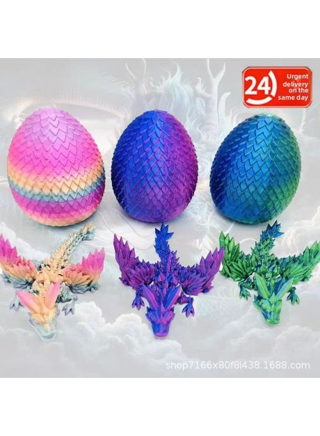 3d Printing Chinese Dragon Model Crystal Dragon Toy Flying Dragon Ornaments Joint Dragon Body Movable Stall Toy-Colour:[laser Purple] Dragon + Dragon Egg-Size:22cm Flying Dragon + 13cm Dragon Egg - Image 2