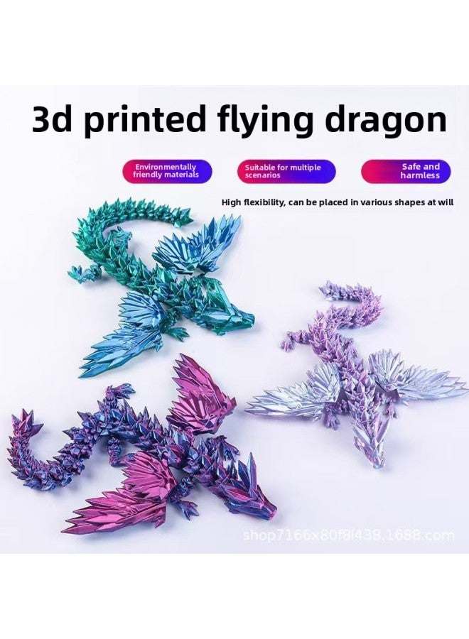3d Printing Chinese Dragon Model Crystal Dragon Toy Flying Dragon Ornaments Joint Dragon Body Movable Stall Toy-Colour:[laser Purple] Dragon + Dragon Egg-Size:22cm Flying Dragon + 13cm Dragon Egg - Image 3