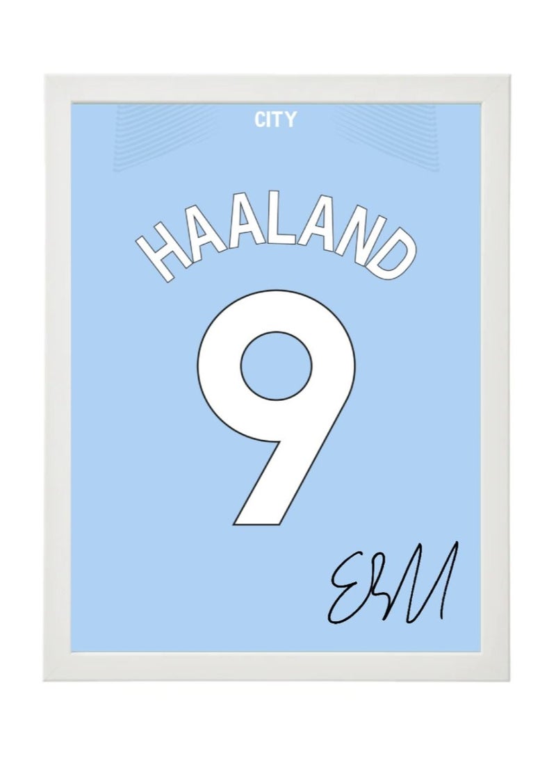 Boomah Accessories Erling Haaland Autographed Jersey 2023-24 Poster with Frame 30x40cm 